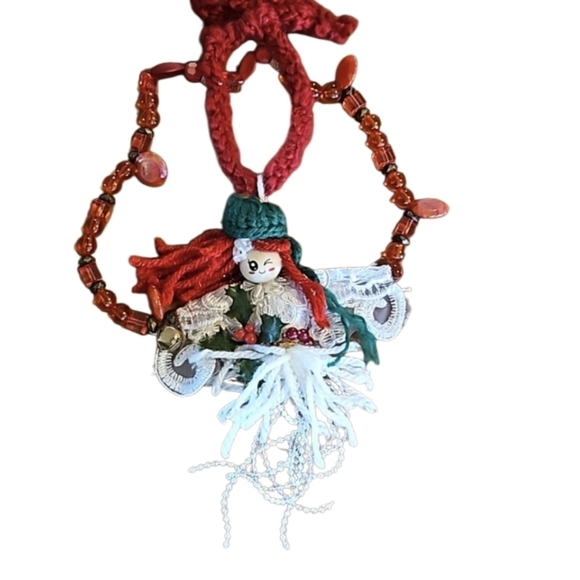 Hand Crafted Other - Hand Crafted Crochet Angel Handmade Christmas ornament Upcycled beads white gift